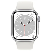 Virgin Plus Apple Watch Series 8 (GPS + Cellular) 41mm Silver Aluminum Case w/ White Sport Band - S/M - Monthly Financing