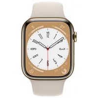 Rogers Apple Watch Series 8 (GPS + Cellular) 45mm Gold Stainless Steel Case with Starlight Sport Band - M/L - Monthly Financing