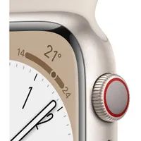 TELUS Apple Watch Series 8 (GPS + Cellular) 41mm Starlight Aluminum Case w/ Starlight Sport Band - S/M - Monthly Financing