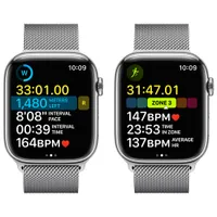 TELUS Apple Watch Series 8 (GPS + Cellular) 45mm Silver Stainless Steel Case w/ Silver Milanese Loop - M/L - Monthly Financing