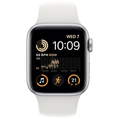 Rogers Apple Watch SE (GPS + Cellular) 40mm Silver Aluminum Case with White Sport Band (2022) - Monthly Financing