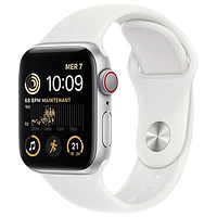 Bell Apple Watch SE (GPS + Cellular) 40mm Silver Aluminum Case w/ White Sport Band (2022) - Monthly Financing