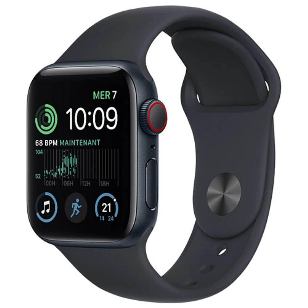 Bell Apple Watch SE (GPS + Cellular) 40mm Midnight Aluminum Case w/ Midnight Sport Band (2022) - Monthly Financing