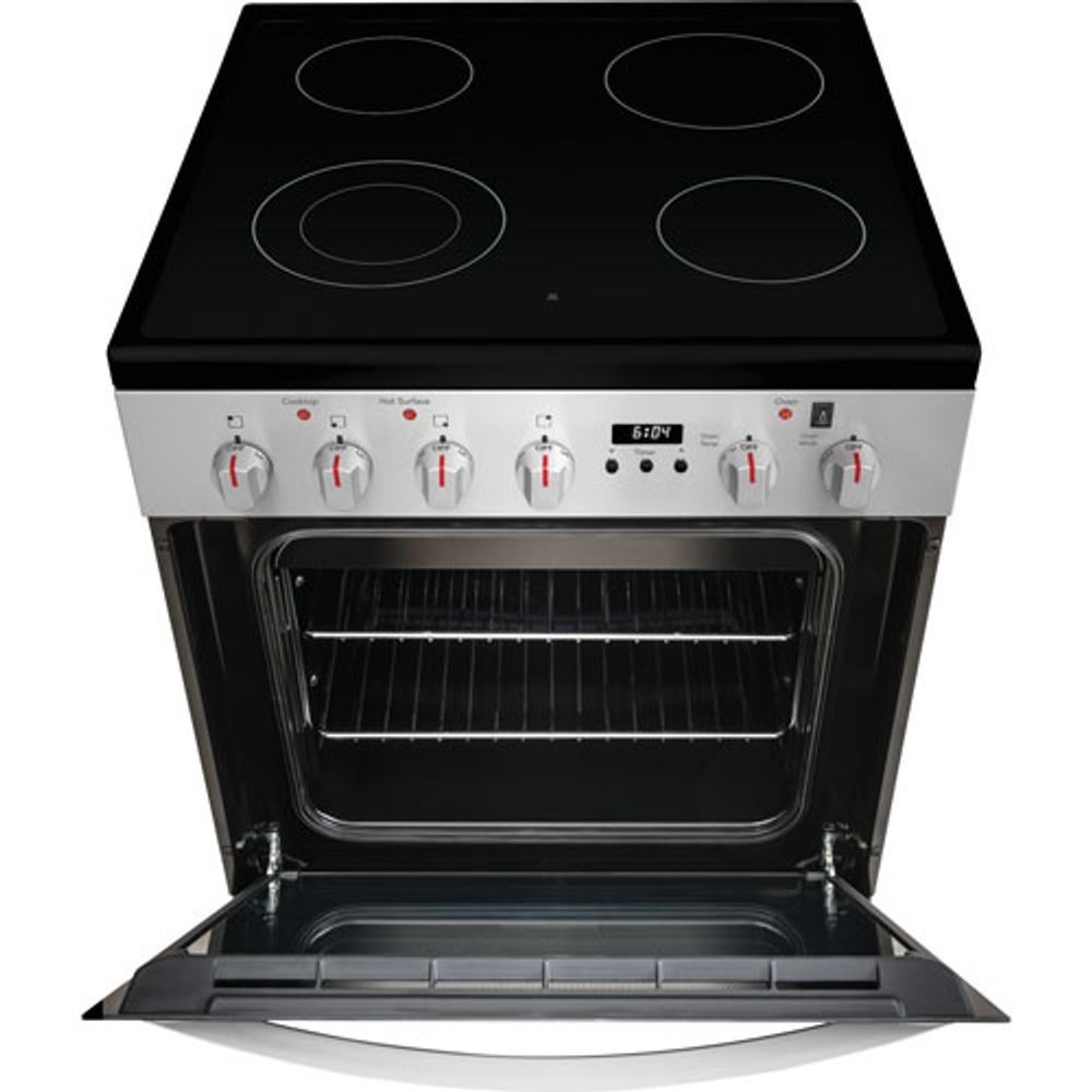 GE 24 in. 2.9 cu. ft. Oven Freestanding Electric Range with 4 Smoothtop  Burners - Stainless Steel