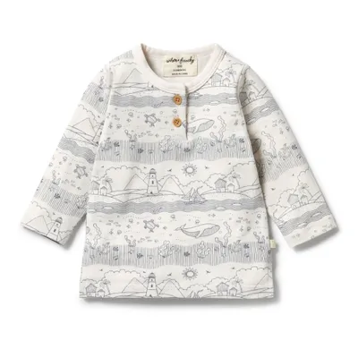 Wilson+Frenchy Organic Cotton Long-Sleeved Top - Seaside (6-12 Months, 8-10 Kg)