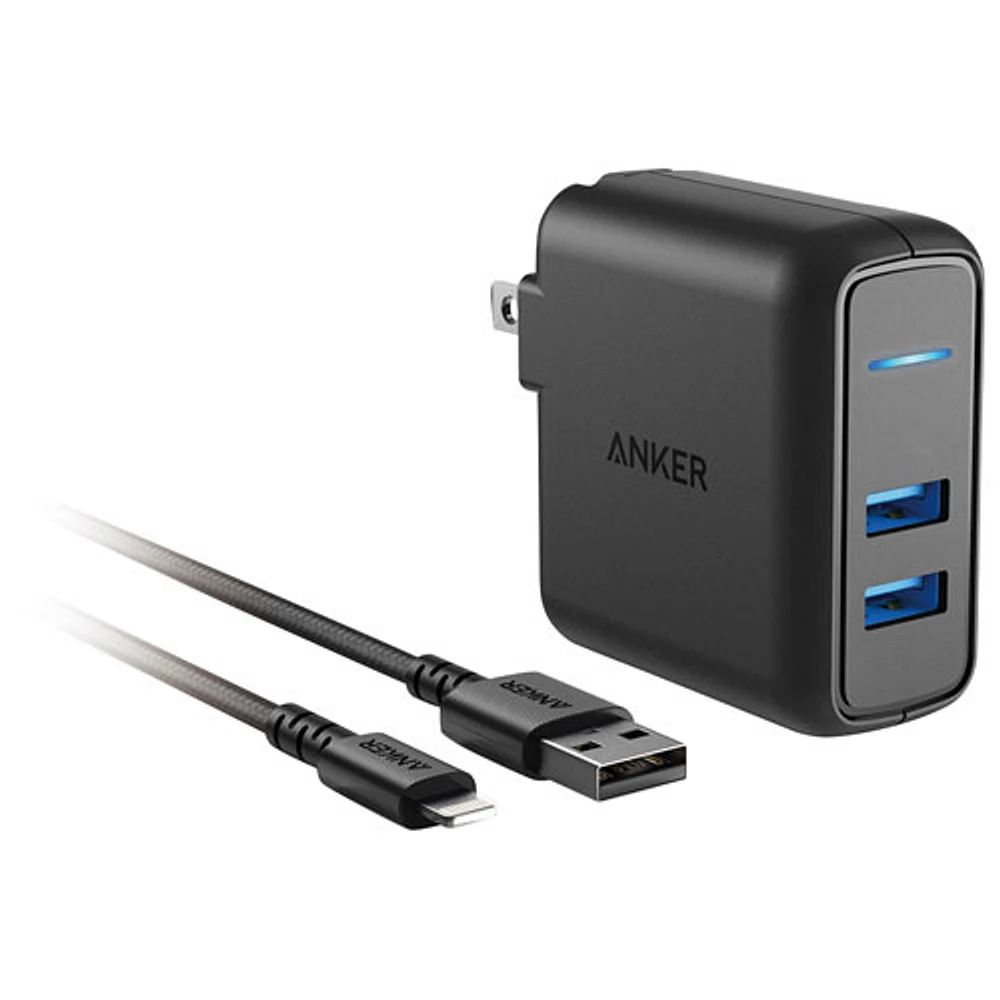 Anker PowerPort 2 Elite 24W 2-Port USB-A Wall Charger (B2023J11-1)