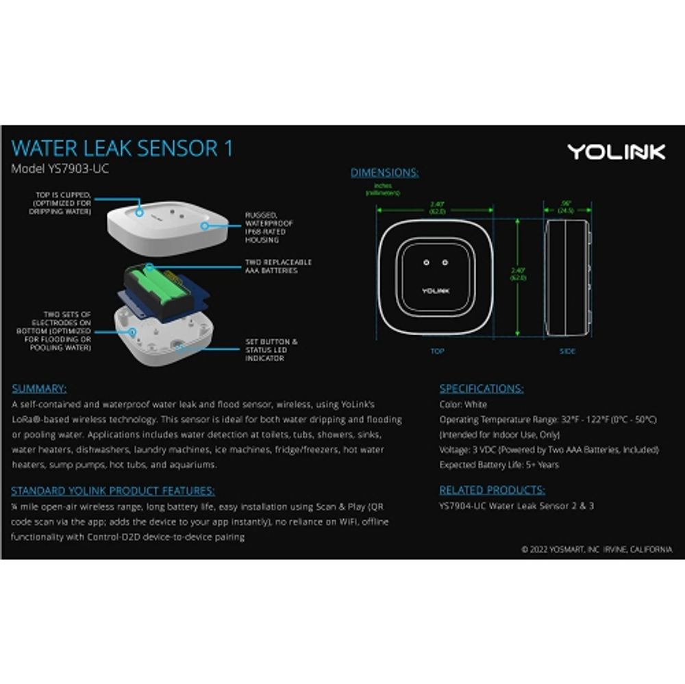 YoLink Smart Temperature Humidity Sensor Works w/Alexa IFTTT, 1/4