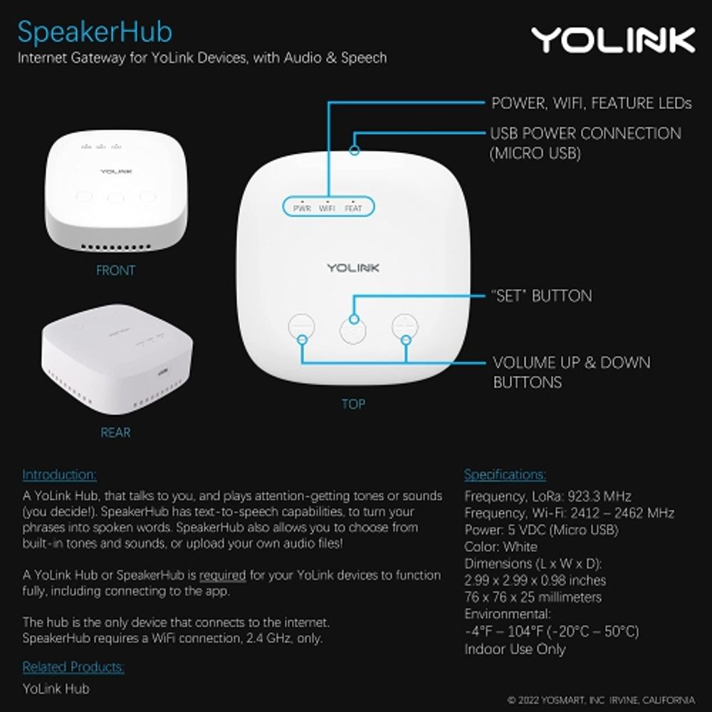 YoLink Smart Temperature Humidity Sensor Works w/Alexa IFTTT, 1/4