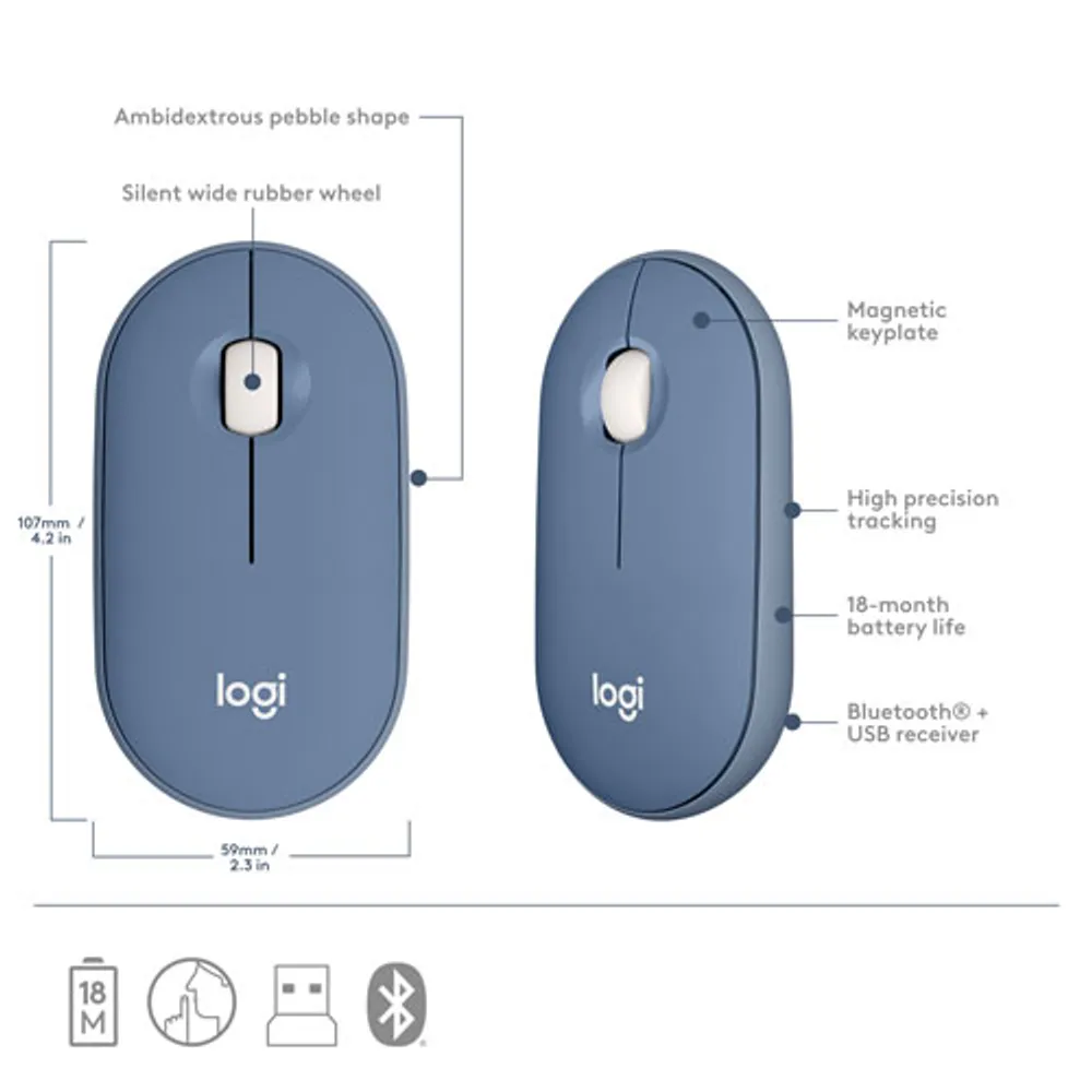 Logitech Pebble M350 Bluetooth Optical Mouse - Blueberry - Only at Best Buy