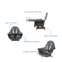 Childhome Evolu One.80° Convertible High Chair with Tray - Anthracite