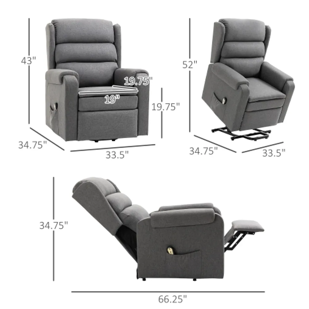 HOMCOM Power Lift Recliner Chair for Elderly, Fabric Electric