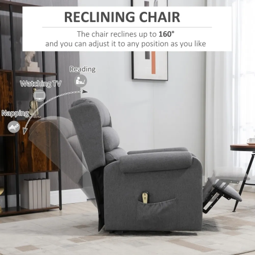 HOMCOM Fabric Reclining Chair, Manual Recliner Chair for Living