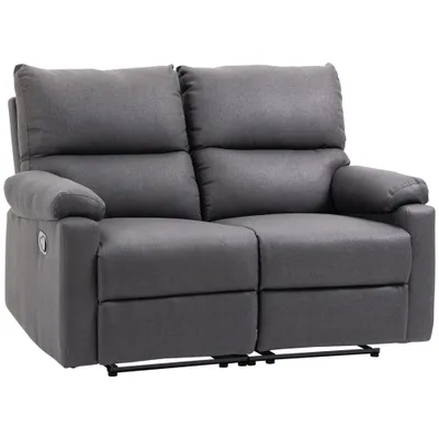 HOMCOM Loveseat Recliner Sofa, 2 Seater Reclining Chair with Footrest and Split Backrest, Dark Grey