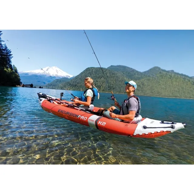 Outsunny K2 Kayak, 2 Person Inflatable Kayak, Includes Paddles, Aluminum  Oars, Repair Kit, Portable Tandem Blow Up Boat, Beige