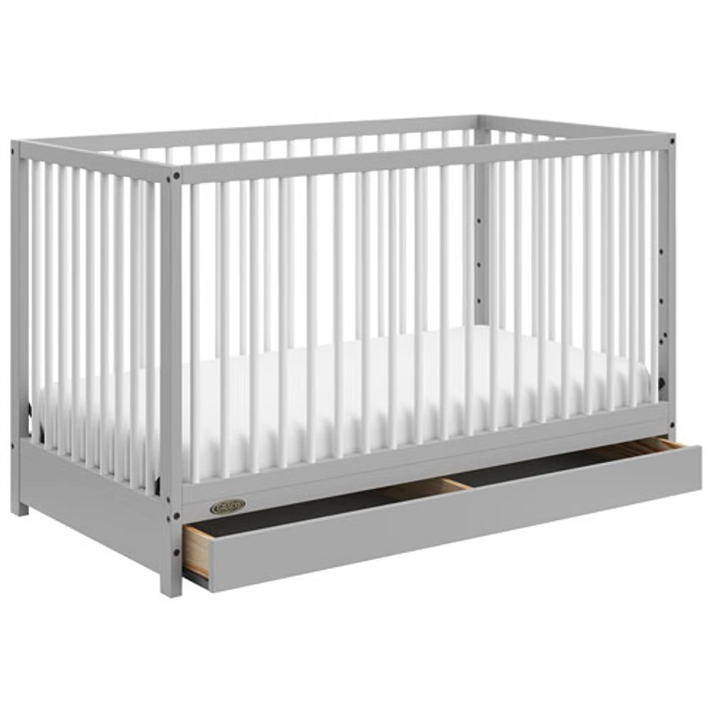 Graco Teddi 5-in-1 Convertible Crib with Drawer - Pebble Grey/White