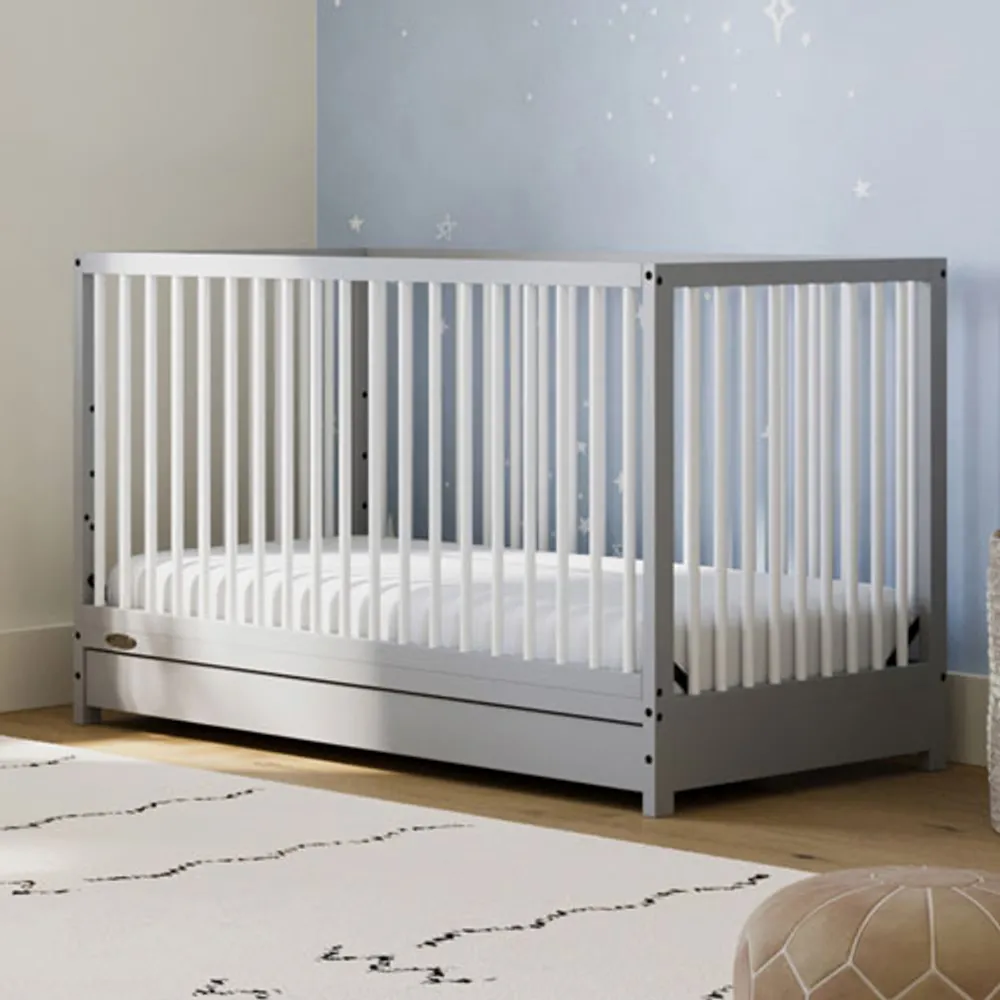 Graco Teddi 5-in-1 Convertible Crib with Drawer - Pebble Grey/White