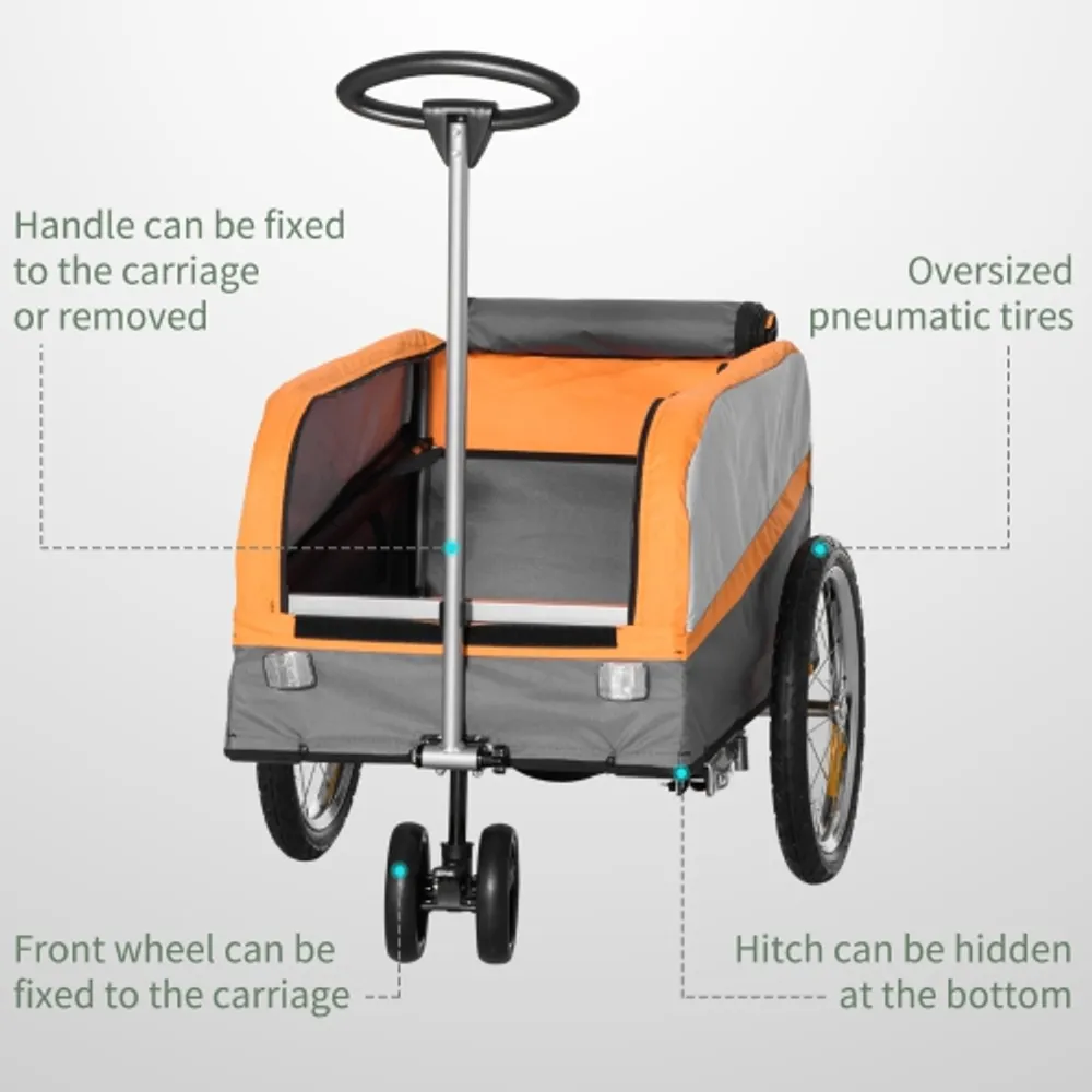 Aosom Bike Cargo Trailer & Wagon Cart, Multi-Use Garden Cart with Luggage  Box, Quick Release 16'' Big Wheels, Safety Reflectors, Hitch and Handle