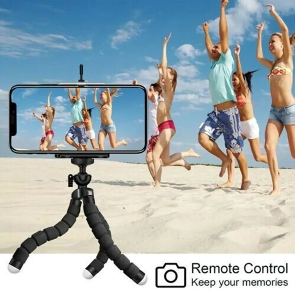UBeesize Phone Tripod, UBeesize Portable and Adjustable Camera Stand Holder  with Wireless Remote and Universal Clip, Compatible with iPhone, Android
