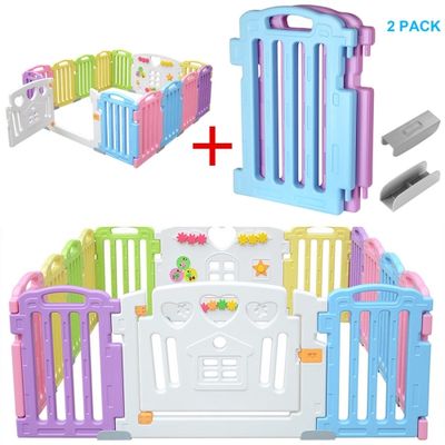 16 Panel Baby Playpen 61-inch Play Yards Kids Playard Safety Activity Centre Play Yard For Home Indoor Outdoor