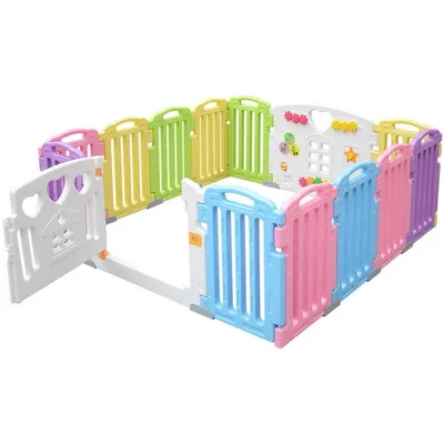 14 Panel Baby Playpen 61-inch Play Yards Kids Playard Safety Activity Centre Play Yard for Home Indoor Outdoor