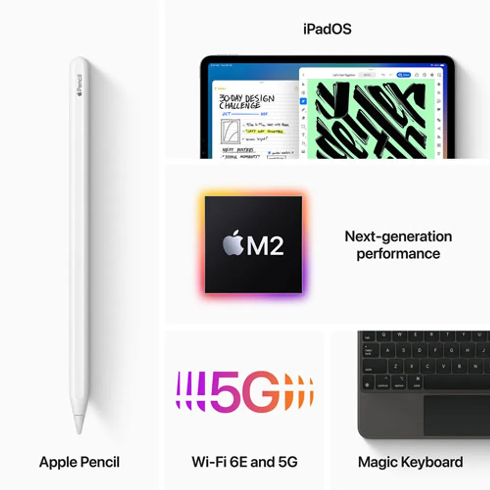 iPad Pro de 11 po et de 512 Go d'Apple avec Wi-Fi et 5G (4e génération) - Gris cosmique