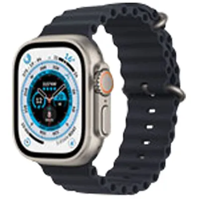 Apple Watch Ultra (GPS + connectivité cellulaire) avec boîtier de 49 mm en titane et bracelet océan minuit offert par Bell