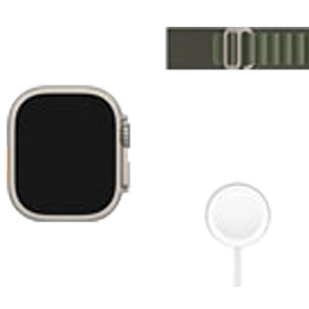 Apple Watch Ultra (GPS + connectivité cellulaire) avec boîtier de 49 mm en titane et bracelet alpin vert offert par Bell