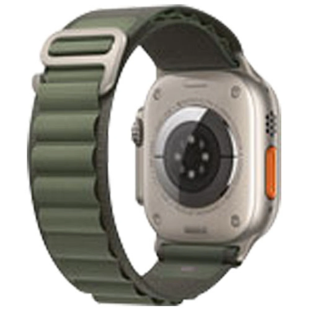 Apple Watch Ultra (GPS + connectivité cellulaire) avec boîtier de 49 mm en titane et bracelet alpin vert offert par Virgin Plus