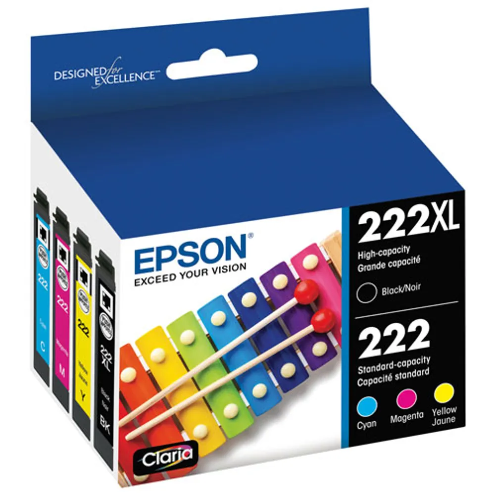 Epson T222XL Black and Colour Ink Ink (T222XL-BCS) - 4 Pack