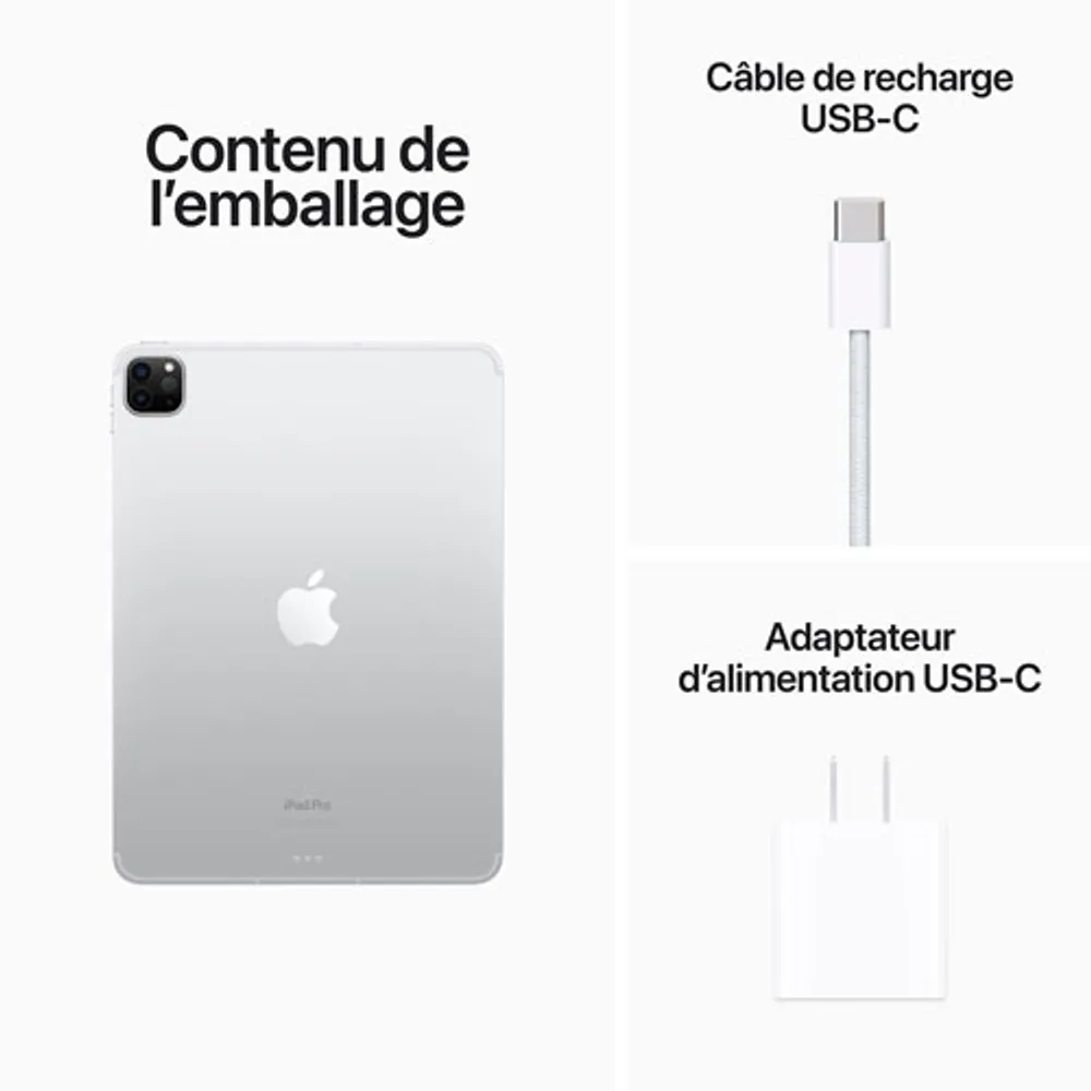 iPad Pro 11 po Go Wi-Fi et 5G d'Apple avec TELUS (4e gén.) - Argent