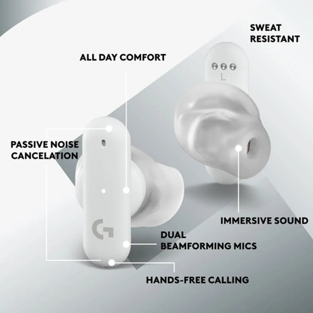 Logitech G FITS In-Ear Sound Isolating True Wireless Earbuds - White