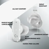 Logitech G FITS In-Ear Sound Isolating True Wireless Earbuds - White