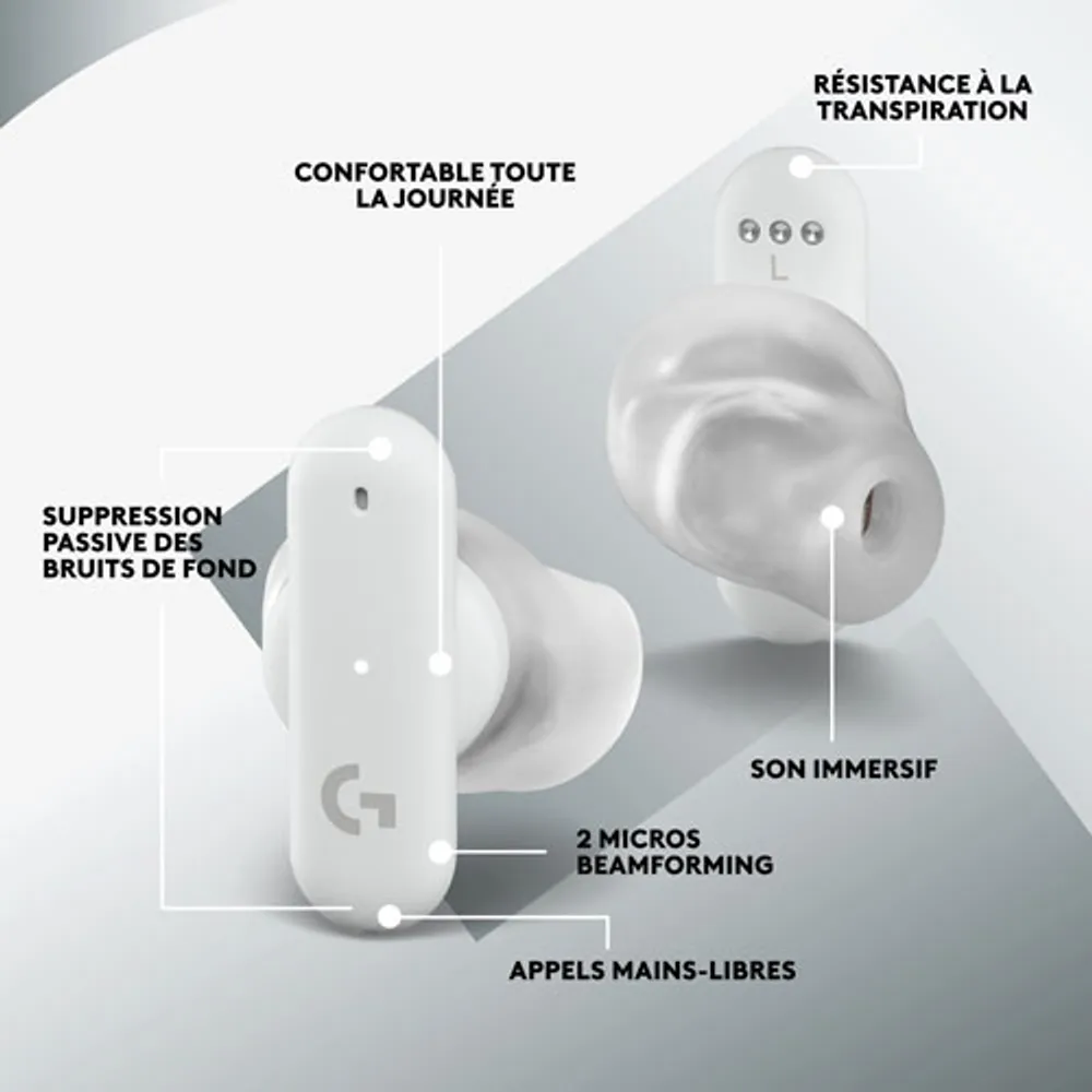 Logitech G FITS In-Ear Sound Isolating True Wireless Earbuds - White