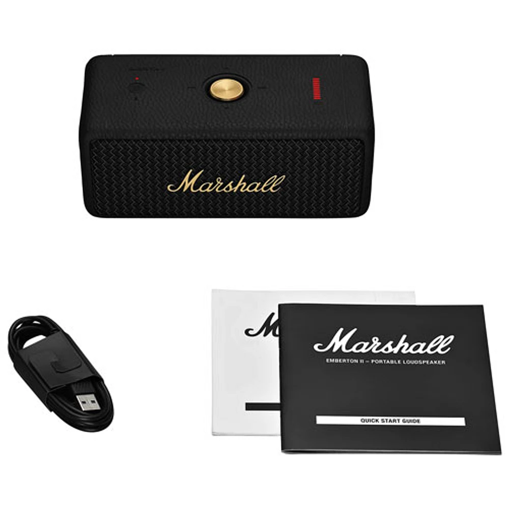 Haut-parleur sans fil Bluetooth étanche Emberton II de Marshall - Noir/Laiton