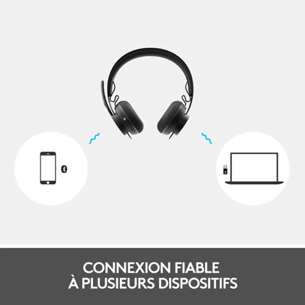 Casque d'écoute sans fil à suppression du bruit Zone 900 de Logitech - Graphite