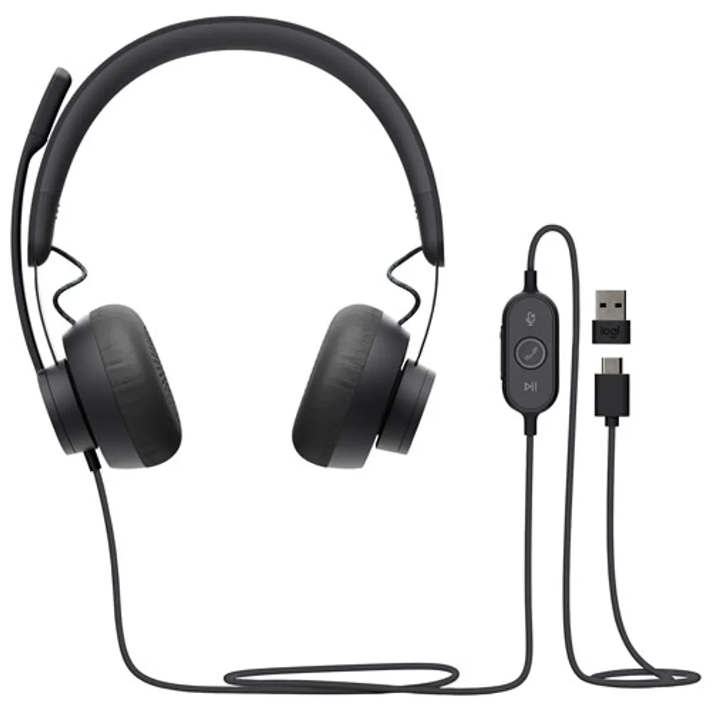 Logitech Zone 750 Wired Noise-Cancelling On-Ear Headset - Graphite