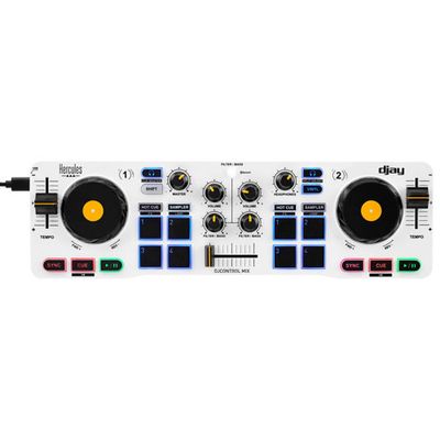 Hercules DJControl Mix Bluetooth Wireless DJ Controller for Smartphones- White