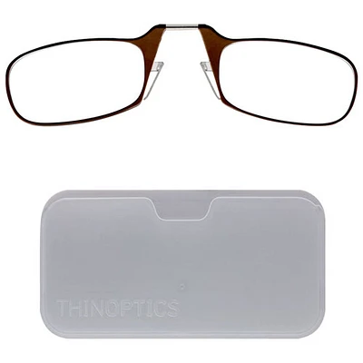 Lunettes de lecture Universal Pod de ThinOptics avec étui - Force 2,5 - Brun