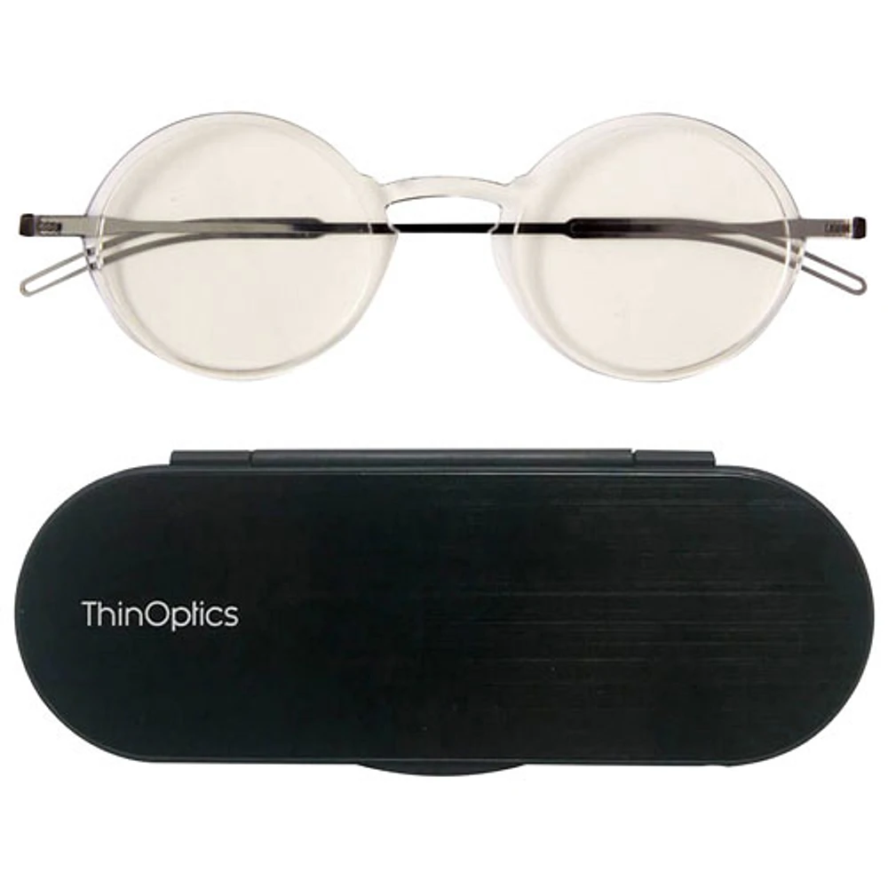 ThinOptics Manhattan Reading Glasses with Milano Case - 2.5 Strength - Clear