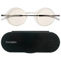 ThinOptics Manhattan Reading Glasses with Milano Case - 2.5 Strength - Clear