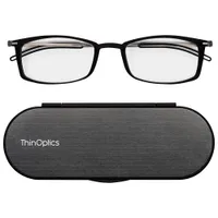 ThinOptics Brooklyn Reading Glasses with Milano Case - 1.5 Strength - Black