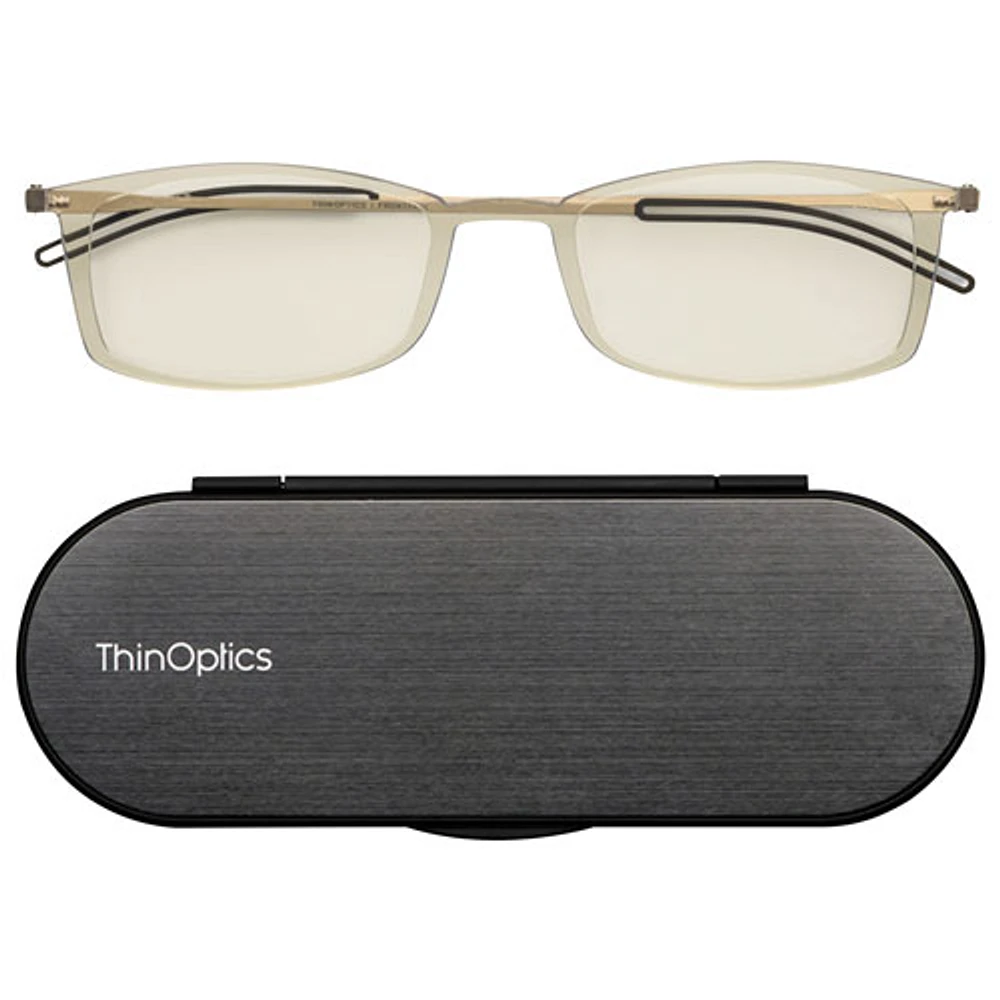 ThinOptics Brooklyn Blue Light Blocker Glasses with Milano Case - Strength