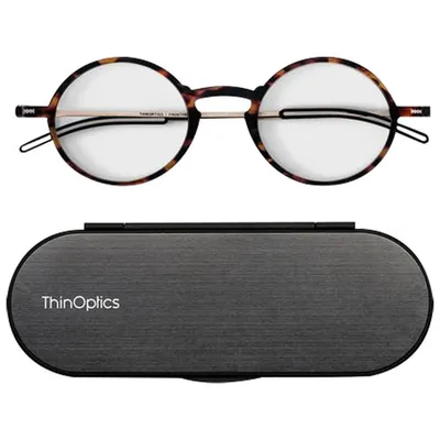 ThinOptics Manhattan Reading Glasses with Milano Case - 1.5 Strength - Tortoise