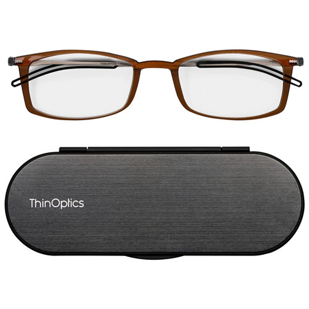 ThinOptics Brooklyn Reading Glasses with Milano Case - 1.0 Strength - Tortoise