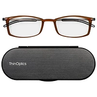 ThinOptics Brooklyn Reading Glasses with Milano Case - 1.0 Strength - Tortoise