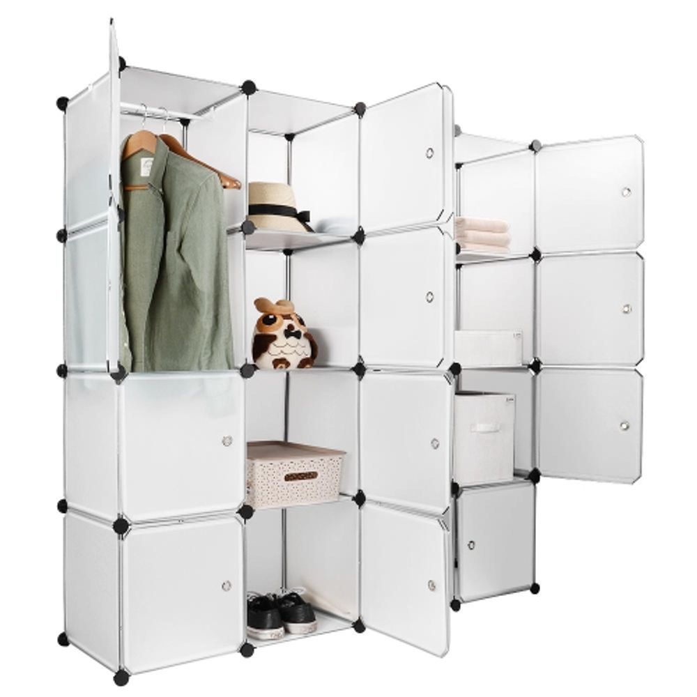 Cube Storage Organizer, 16-Cube Book Shelf, DIY Plastic Closet Cabinet