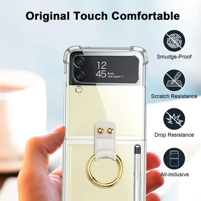 Qoosea for Samsung Galaxy Z Flip 5 Case with Ring Crystal Clear Thin  Lightweight Anti-Yellowing Scratchproof Full Protective Case for Samsung  Galaxy Z