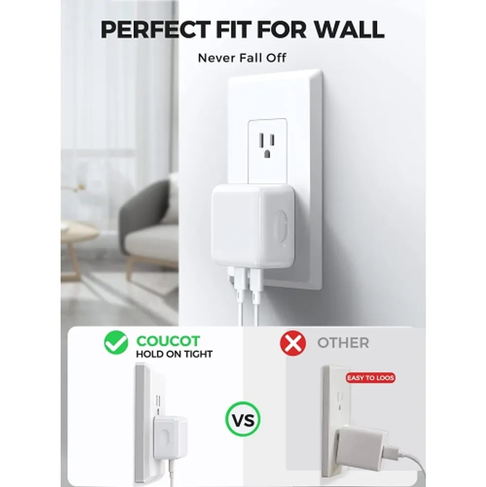 35W iPhone 14 13 Fast Charger,Dual USB-C Port Compact Power Adapter PD3.0  GaN Foldable Plug,Fast Wall Charger Block with 6Ft Type C to Lightning  Cable