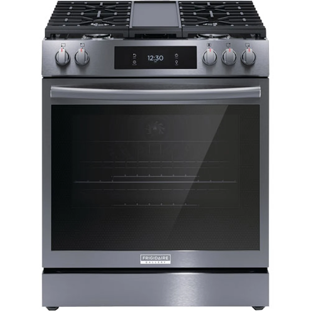 Frigidaire Gallery 30" 6.1 Cu. Ft. 5-Burner Freestanding Gas Range (GCFG3060BD) - Smudge-Proof Black Stainless Steel