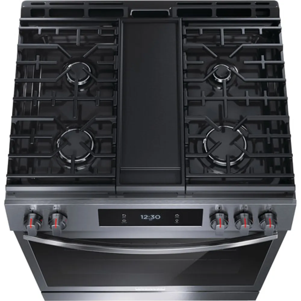 Frigidaire Gallery 30" 6.1 Cu. Ft. 5-Burner Freestanding Gas Range (GCFG3060BD) - Smudge-Proof Black Stainless Steel